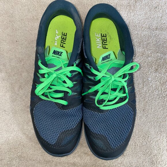 Nike Free Running Shoes Black/Green Lace-Up Sneakers Size US 10 (Nike Free RN) - Picture 2 of 7